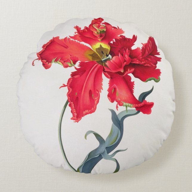Tulip: Perroquet Rouge Round Cushion (Front)