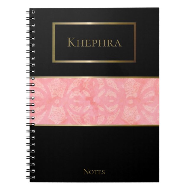 Tulip Pink Batik Simple Name Notebook (Front)
