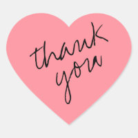 Tulip Pink Heart Thank You Sticker