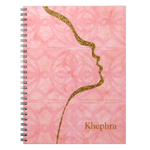 Tulip Pink Watercolor With Gold Glitter Face Notebook
