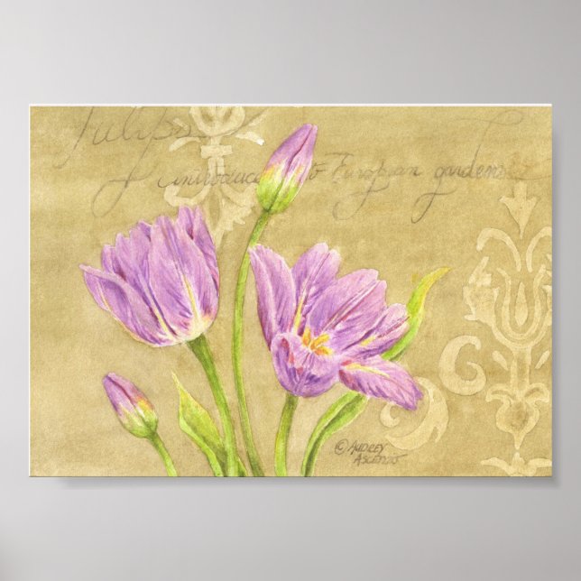 Tulip Poster Purple Garden Notes 7x5 (Front)