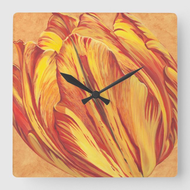 Tulip Power I Square Wall Clock (Front)