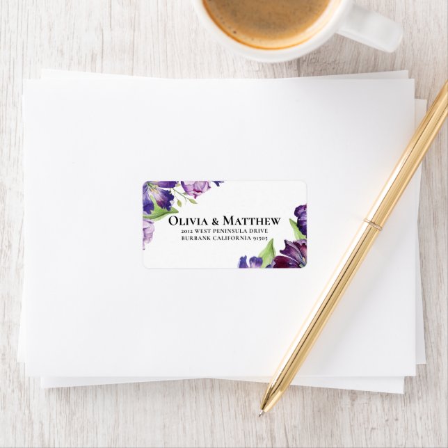 Tulip Return Address Label Purple (Insitu)