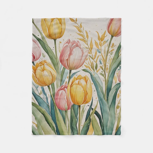 Tulip Reverie Fleece Blanket (Front)