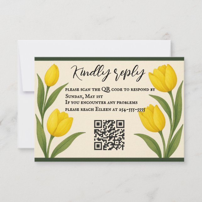 Tulip Reverie QR Code RSVP Card (Front)