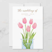 Tulip Romance Floral Pink Wedding Invitation