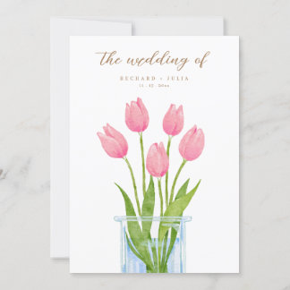 Tulip Romance Floral Pink Wedding Invitation
