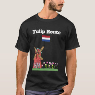 Tulip route Netherlands souvenir Windmill tulips D T-Shirt