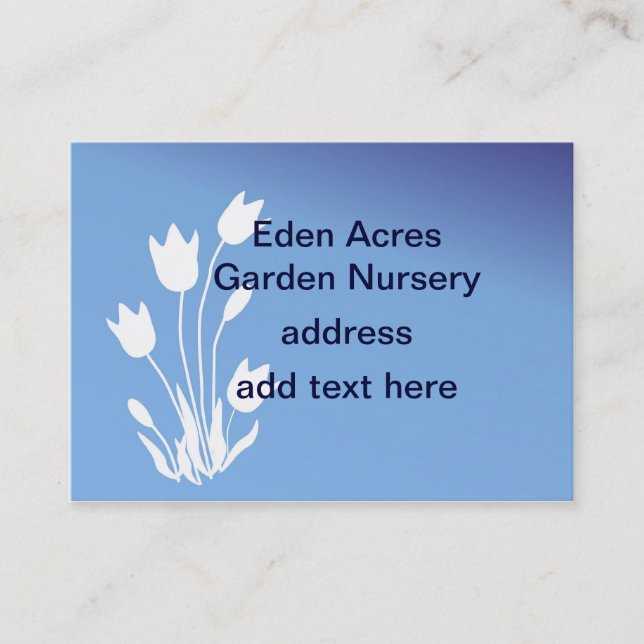 Tulip Silhouette, White on Blue Customisable Business Card (Front)