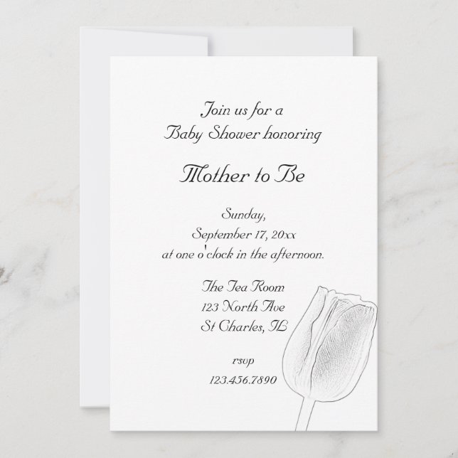 Tulip Sketch Spring Baby Shower Invitation (Front)