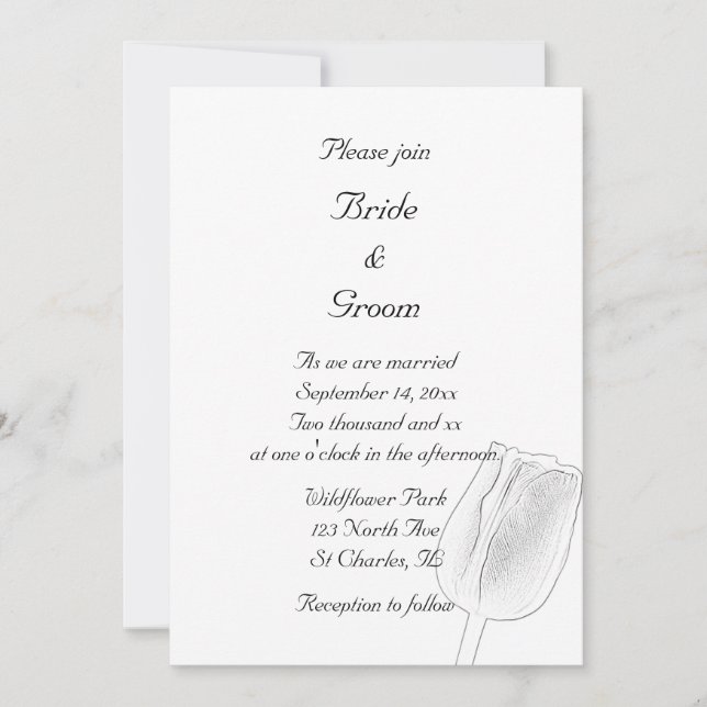 Tulip Sketch Spring Wedding Invitation (Front)