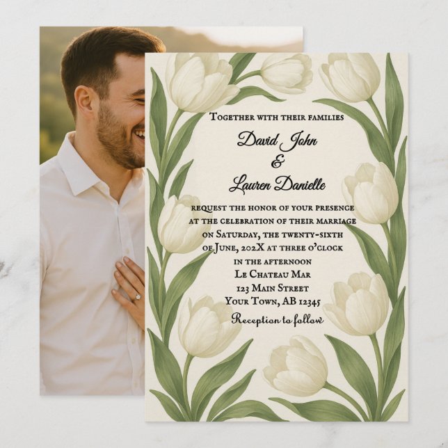 Tulip Sonata Photo Wedding Invitation (Front/Back)