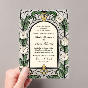 Tulip Stained Glass Effect Wedding Acrylic Invitations