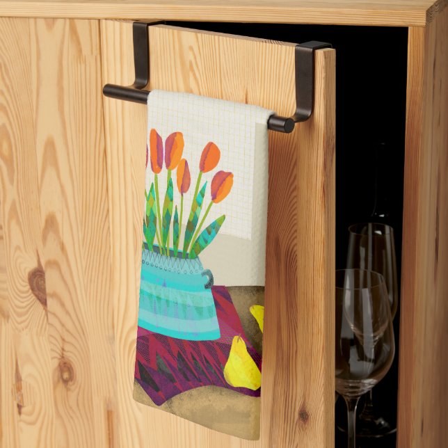 Tulip Still Life Kitchen Tea Towel (Thirds Fold)