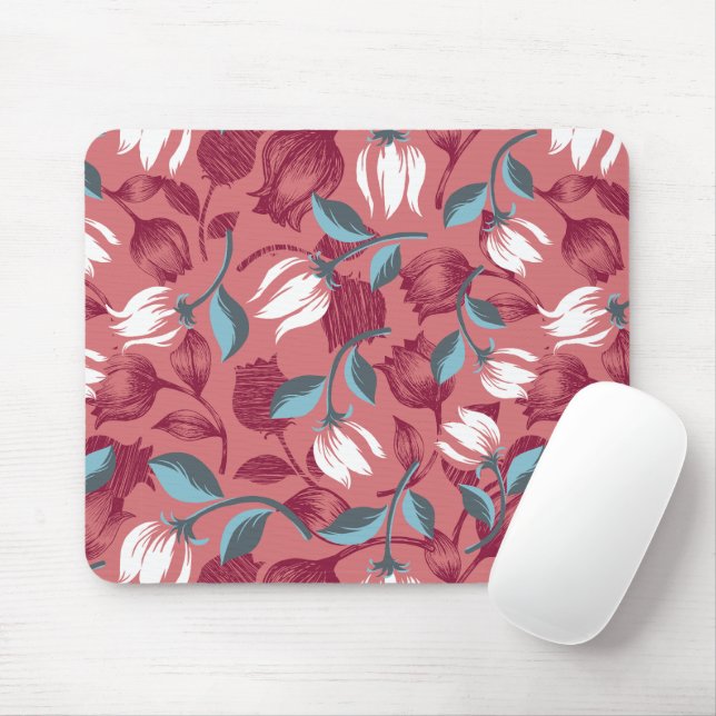 Tulip Symphony: Floral Patterns Mouse Pad (With Mouse)