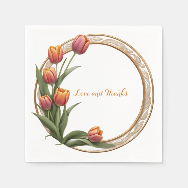 Tulip Tango Wedding Paper Plates Napkin (Front)
