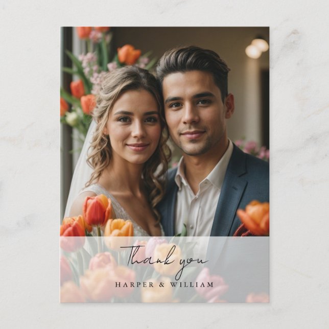 Tulip thank you photo wedding Postcard (Front)