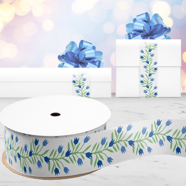 Tulip Vine in Blue and Green Grosgrain Ribbon (Creator Uploaded)