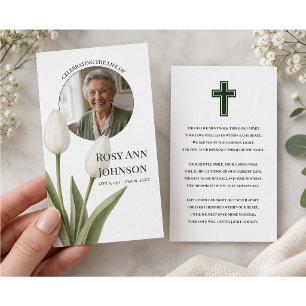 Tulip Walletsize Funeral Prayer Photo Keepsake Business Card