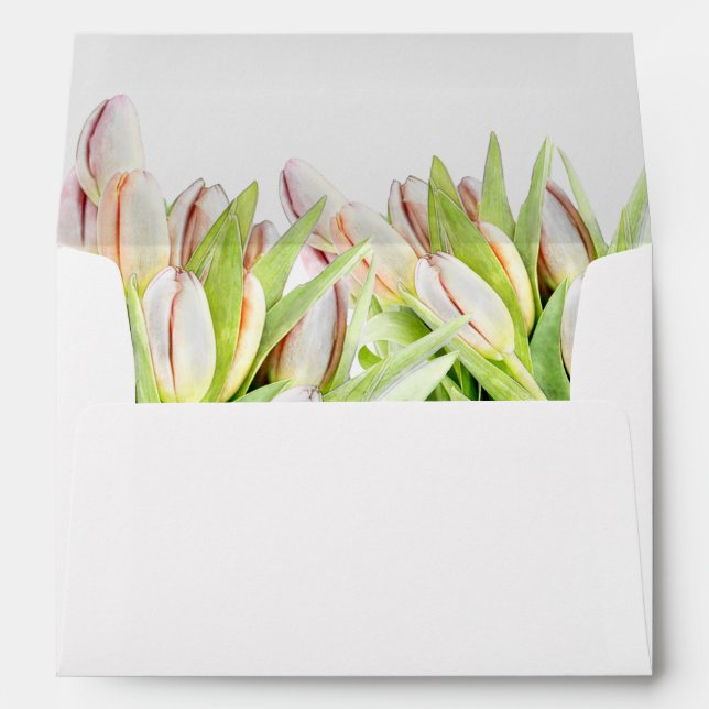 Tulip, watercolor, pink and green, envelope (Back (Bottom))