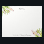 Tulip, watercolor, pink and green, notepad<br><div class="desc">Your own personalised note pads with elegant tulips. Customise the text as desired.</div>
