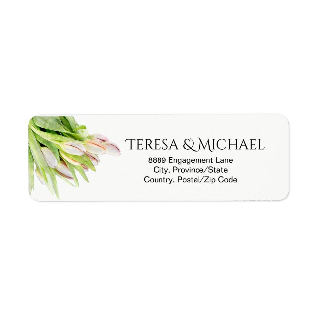 Tulip, watercolor, wedding return address label (Front)