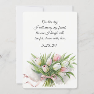 Tulip Wedding Bouquet with Ribbon Invitation