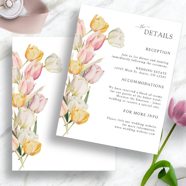 Tulip Wedding Enclosure Cards (Elegant Watercolor Tulip Wedding Reception Enclosure Cards by Painted Paperie
)