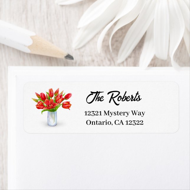 Tulip White Customisable Return Address Labels (Insitu)