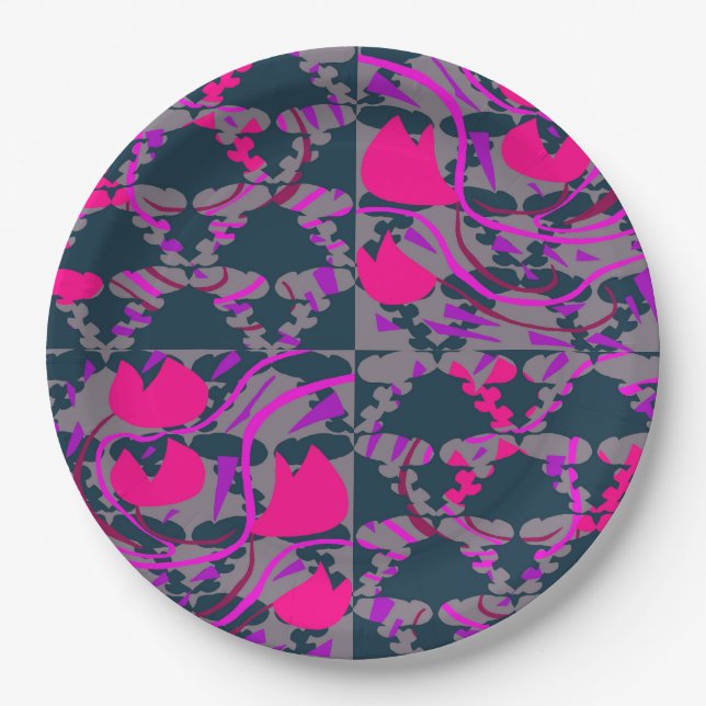 Tulipbulbs Roses Paper Plate (Front)