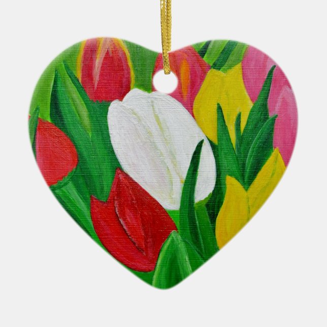 Tulips 2a ceramic tree decoration (Front)
