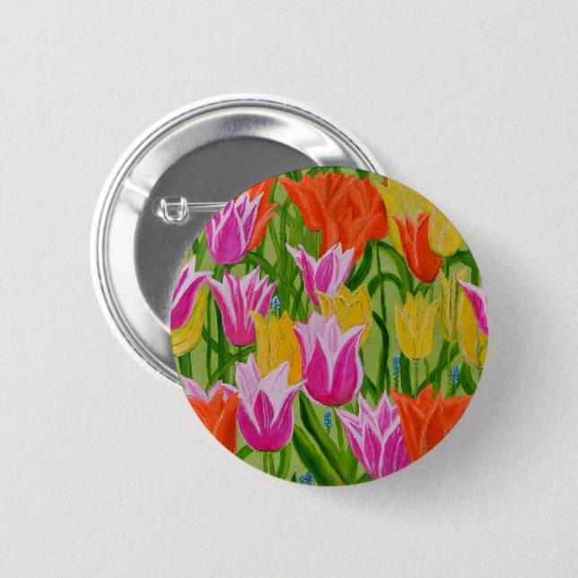 Tulips 6 Cm Round Badge (Front & Back)