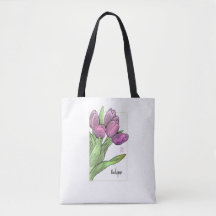 Tulips All-Over-Print Shoulder Tote Bag