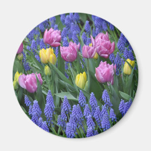 Tulips and bluebells garden magnet