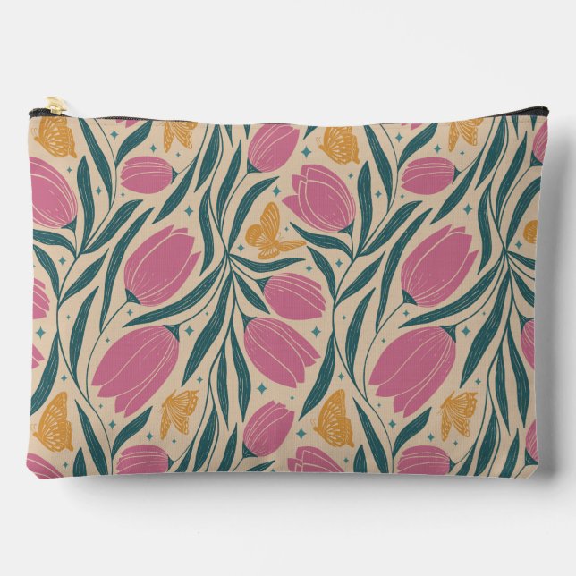 Tulips and butterflies accessory pouch (Front)