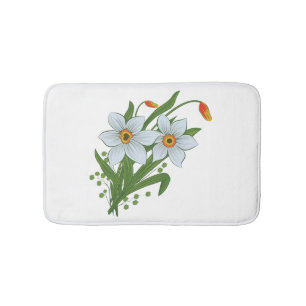 Tulips and Daffodils Flowers Bath Mat