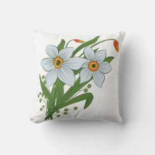 Tulips and Daffodils Flowers Cushion