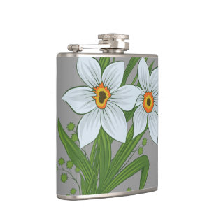 Tulips and Daffodils Flowers Hip Flask