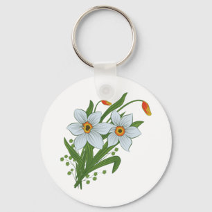 Tulips and Daffodils Flowers Key Ring