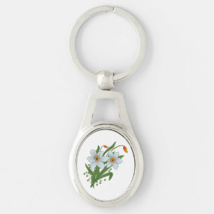 Tulips and Daffodils Flowers Key Ring