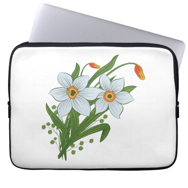 Tulips and Daffodils Flowers Laptop Sleeve (Front)