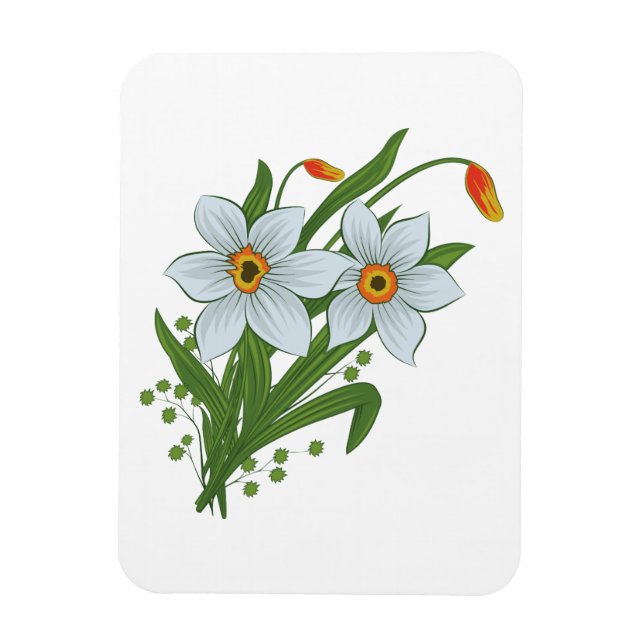 Tulips and Daffodils Flowers Magnet (Vertical)