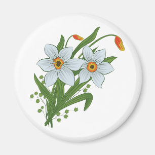 Tulips and Daffodils Flowers Magnet