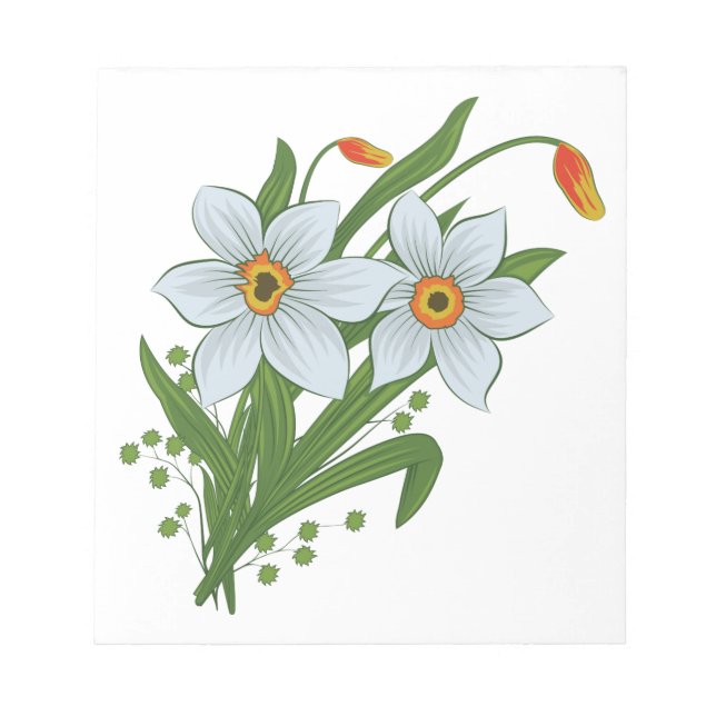 Tulips and Daffodils Flowers Notepad (Front)