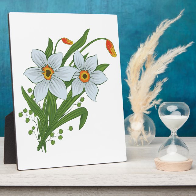 Tulips and Daffodils Flowers Plaque (Side)