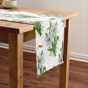 Tulips and Daffodils Flowers Short Table Runner