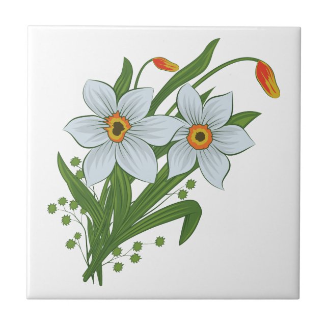 Tulips and Daffodils Flowers Tile (Front)