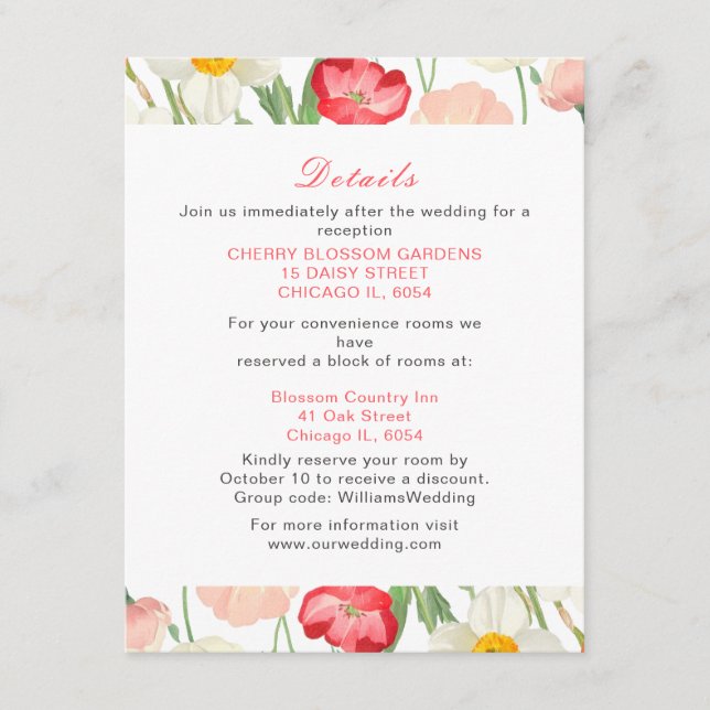 Tulips and Daffodils Spring Wedding Enclosure Card (Front)