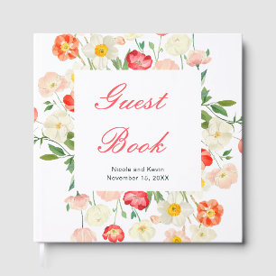 Tulips and Daffodils Spring Wedding Guest Book