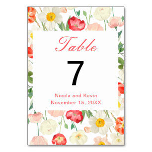 Tulips and Daffodils Spring Wedding Table Number